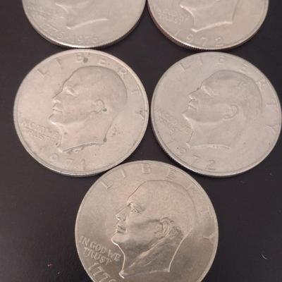 Set of 7 U.S. Mint Eisenhower Silver Dollar Circulated (#33) Various Dates