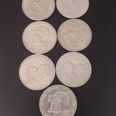 Set of 7 U.S. Mint Eisenhower Silver Dollar Circulated (#33) Various Dates