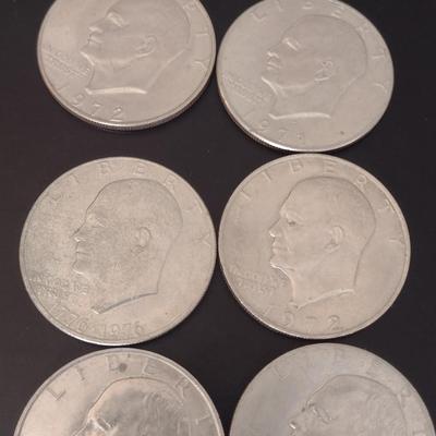 Set of 7 U.S. Mint Eisenhower Silver Dollar Circulated (#33) Various Dates