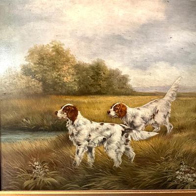 GH923 Original Oil Painting of Two Setters by Max Hutchinson ( American, 20th C )