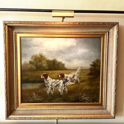 GH923 Original Oil Painting of Two Setters by Max Hutchinson ( American, 20th C )