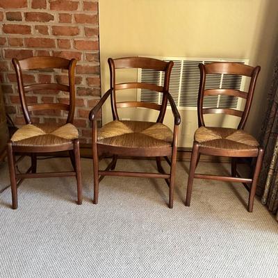 GH926 Set of Three Cherry Rush Seat Arm and Dining Chairs