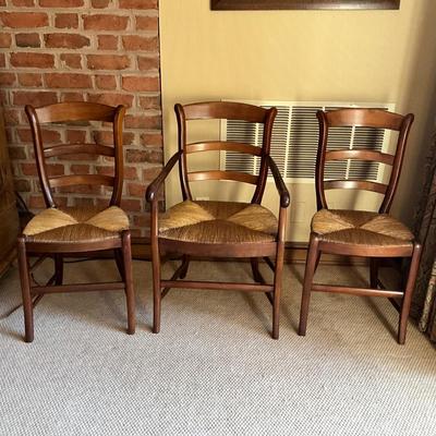 GH926 Set of Three Cherry Rush Seat Arm and Dining Chairs