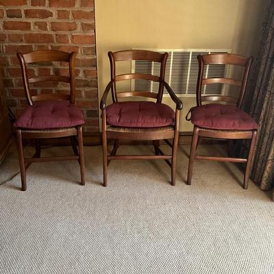 GH926 Set of Three Cherry Rush Seat Arm and Dining Chairs