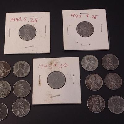 Assortment of U.S. Mint 1943 Steel Lincoln Pennies Circulated (#35)