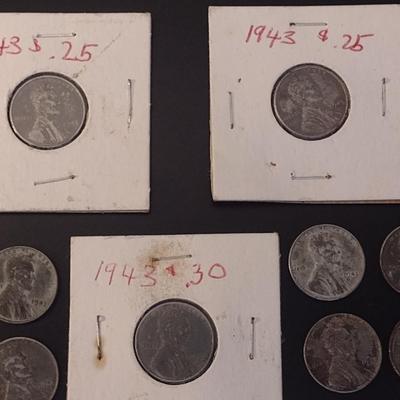 Assortment of U.S. Mint 1943 Steel Lincoln Pennies Circulated (#35)