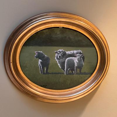 GH934 Original Oil Painting of Sheep Signed lower left corner