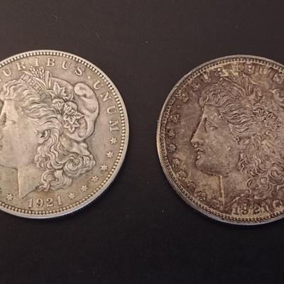 1921 U.S. Mint Morgan Silver Dollar Circulated (#41) Set of Two
