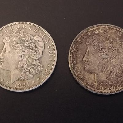 1921 U.S. Mint Morgan Silver Dollar Circulated (#41) Set of Two