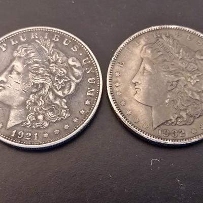 1921 and 1902 U.S. Mint Morgan Silver Dollar Circulated (#43)