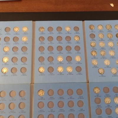 Set of Two U.S. Mint Mercury Head Silver Dimes Collection Books Incomplete Circulated (#47)