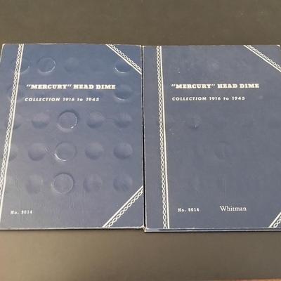 Set of Two U.S. Mint Mercury Head Silver Dimes Collection Books Incomplete Circulated (#47)