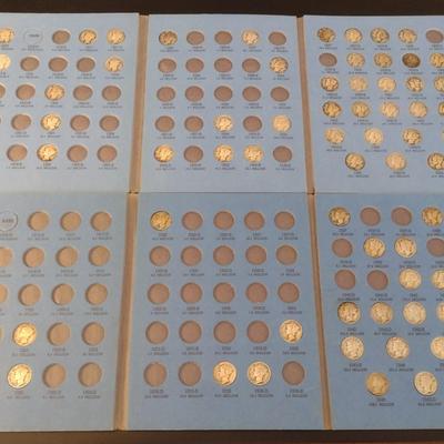 Set of Two U.S. Mint Mercury Head Silver Dimes Collection Books Incomplete Circulated (#47)