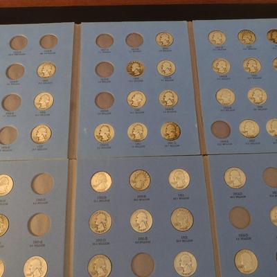 U.S. Mint Washington Head Silver Quarters Collection Books Incomplete Circulated (#49)