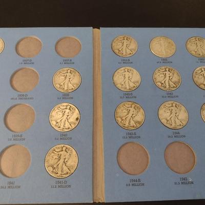 U.S. Mint Liberty Standing Silver Half Dollars Collection Book Incomplete Circulated (#50)