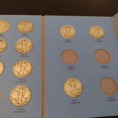 U.S. Mint Liberty Standing Silver Half Dollars Collection Book Incomplete Circulated (#50)