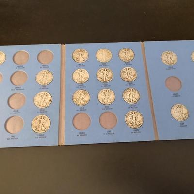 U.S. Mint Liberty Standing Silver Half Dollars Collection Book Incomplete Circulated (#50)