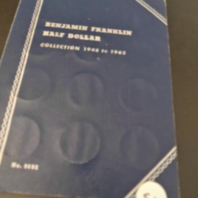 U.S. Mint Benjamin Franklin Silver Half Dollar Collection Book Incomplete Circulated (#51)