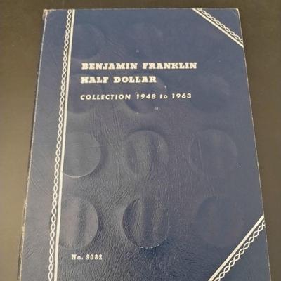 U.S. Mint Benjamin Franklin Silver Half Dollar Collection Book Incomplete Circulated (#51)