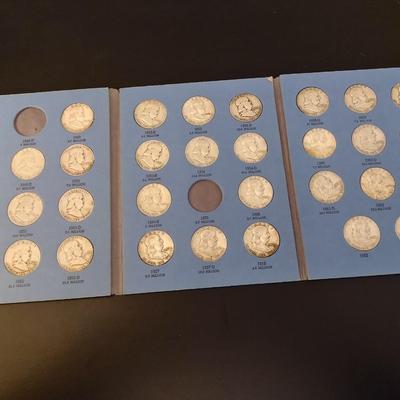U.S. Mint Benjamin Franklin Silver Half Dollar Collection Book Incomplete Circulated (#51)