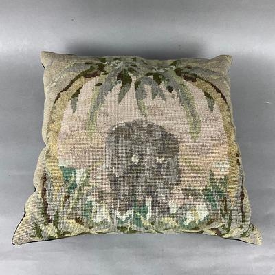 FR939 Vintage Elephant Needlepoint Down Pillow