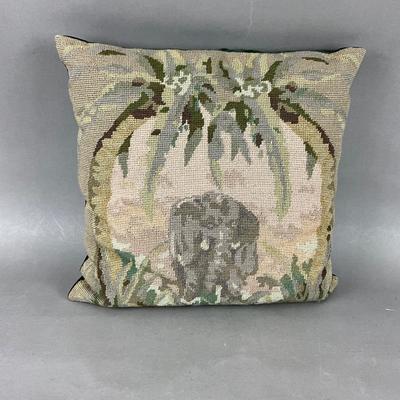 FR939 Vintage Elephant Needlepoint Down Pillow
