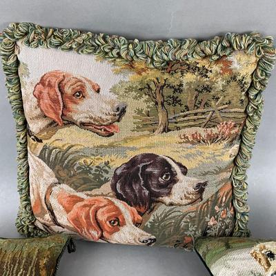 FR940 Set of Three Needlepoint & Tapestry Dog Pillows