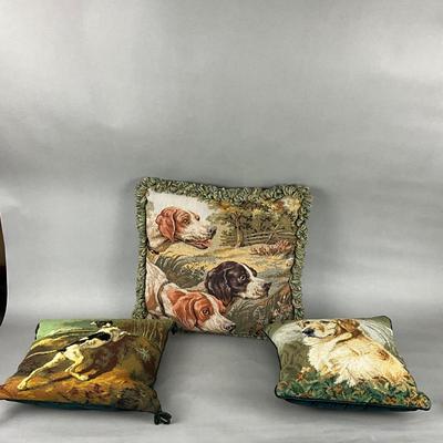 FR940 Set of Three Needlepoint & Tapestry Dog Pillows