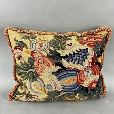 FR942 Large Needlepoint Floral Down Filled Pillow