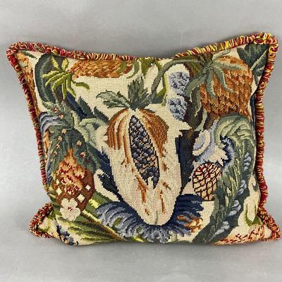 FR943 Large Floral Needlepoint Down Filled Pillow
