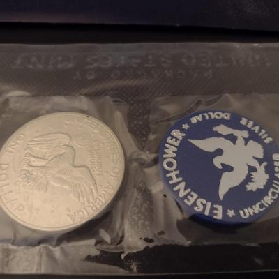 Set of Two U.S. Mint Eisenhower Silver Dollar Uncirculated (#56)