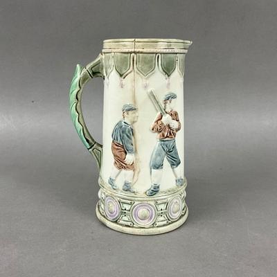 D944 Rare Antique Etruscan Majolica Pitcher