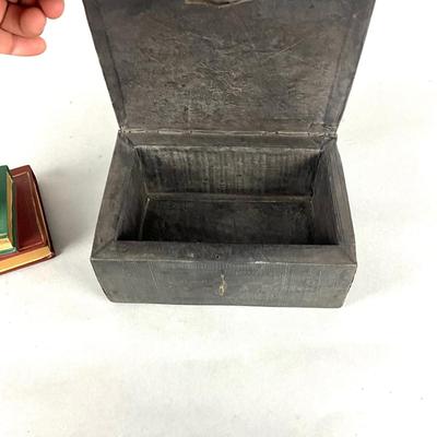 D945 After A. Giannelli Bronze Turtle Sculpture on Books with Leather Box