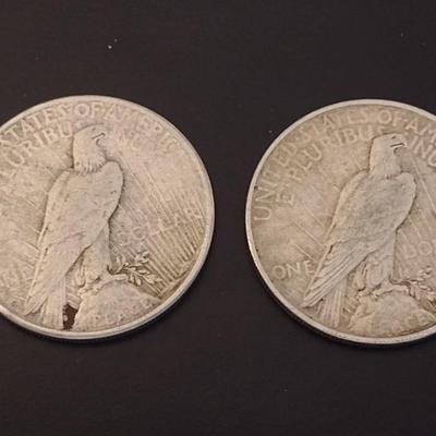 Pair of 1922 U.S. Mint Peace Silver Dollar Circulated (#65)