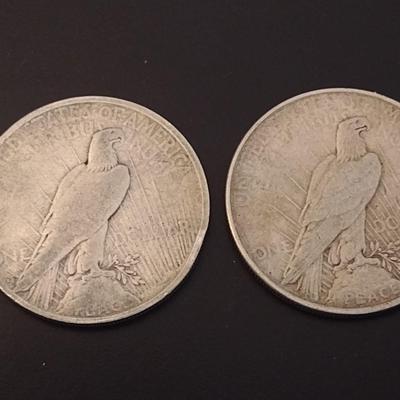 Pair of 1922 U.S. Mint Peace Silver Dollar Circulated (#66)
