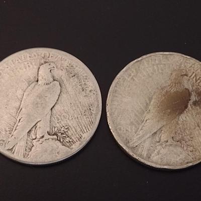 Pair of 1922 U.S. Mint Peace Silver Dollar Circulated (#68)