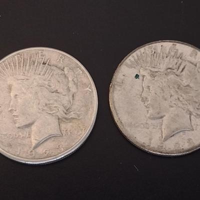 Pair of 1923 U.S. Mint Peace Silver Dollar Circulated (#78)