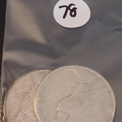 Pair of 1923 U.S. Mint Peace Silver Dollar Circulated (#78)