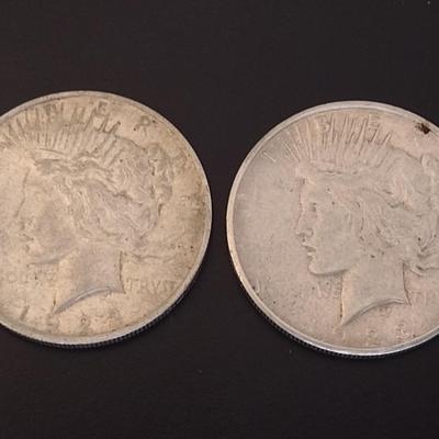 Pair of 1923 U.S. Mint Peace Silver Dollar Circulated (#79)