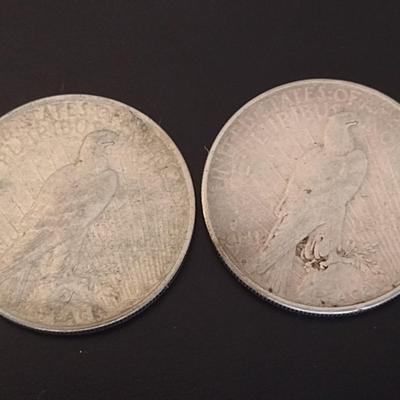 Pair of 1923 U.S. Mint Peace Silver Dollar Circulated (#79)