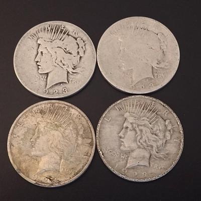 Set of Four 1923 U.S. Mint Peace Silver Dollar Circulated (#81)
