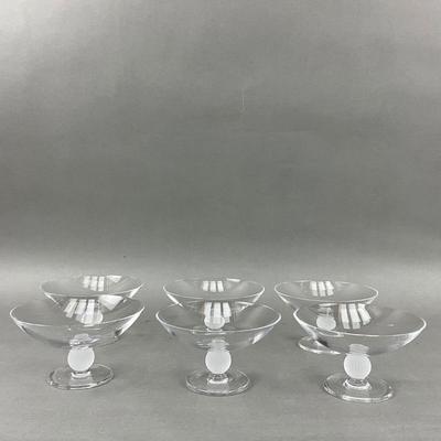 D966 Set of 6 Rare Sasaki Crystal Sphere Fluted Ball Compotes