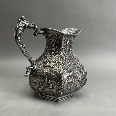 D968 Antique Webster and Son Silver on Copper Water Pitcher
