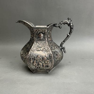 D968 Antique Webster and Son Silver on Copper Water Pitcher