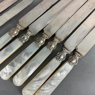 K969 Two Sets of Antique Mother of Pearl Handled Dinner Knives