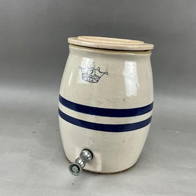 K972 Vintage No2 Stoneware Beverage Dispenser 2 gallon Crock