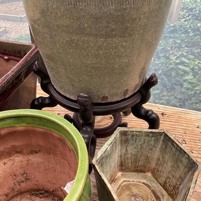 SR980 Lot of Various Glazed Pottery Pots and one with Stand