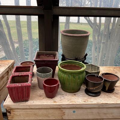 SR980 Lot of Various Glazed Pottery Pots and one with Stand