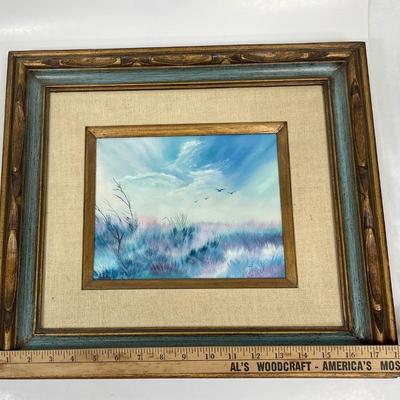 Vintage Sea Beach Painting framed wall art signed Lily
