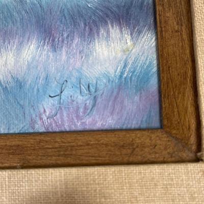 Vintage Sea Beach Painting framed wall art signed Lily